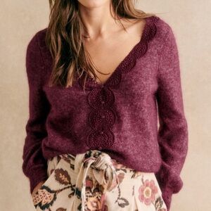 Sezane Henria Cardigan Burgundy - Size S